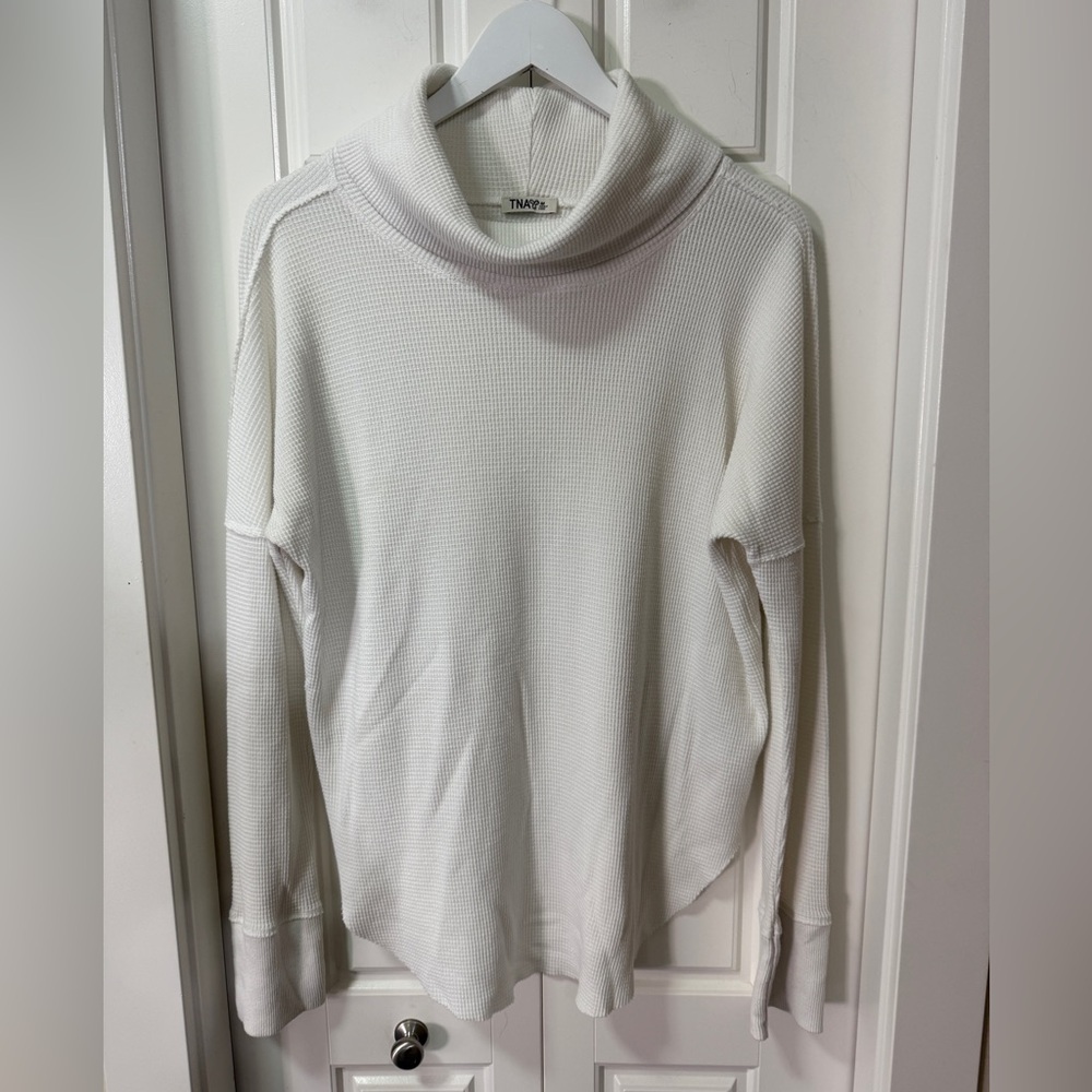 TNA Waffle Knit Cowl Neck Long Sleeve Top | Size M